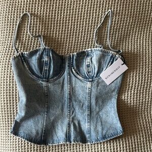 WeWoreWhat Denim Corset Top